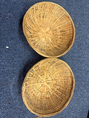 Natural Woven Round Basket Set - Neutral Tan